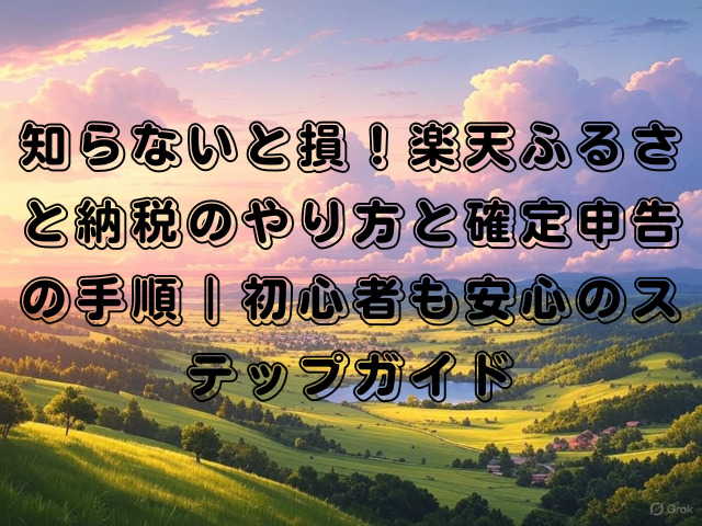 知らないと損！楽天ふるさと納税のやり方と確定申告の手順｜初心者も安心のステップガイド